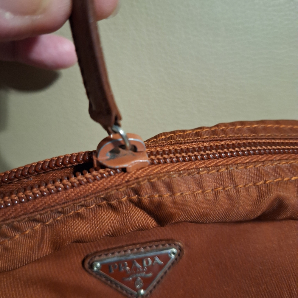 Prada Rust Nylon Zip  Small Pouch - Picture 8 of 15